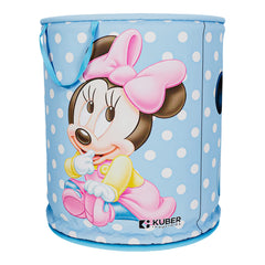 Kuber Industries Disney Mickey & Team Print Round Laundry Basket|Polyester Clothes Hamper|Waterproof & Foldable Round Laundry Bag with Handle,45 Ltr.Pack of 2 (Sky Blue)