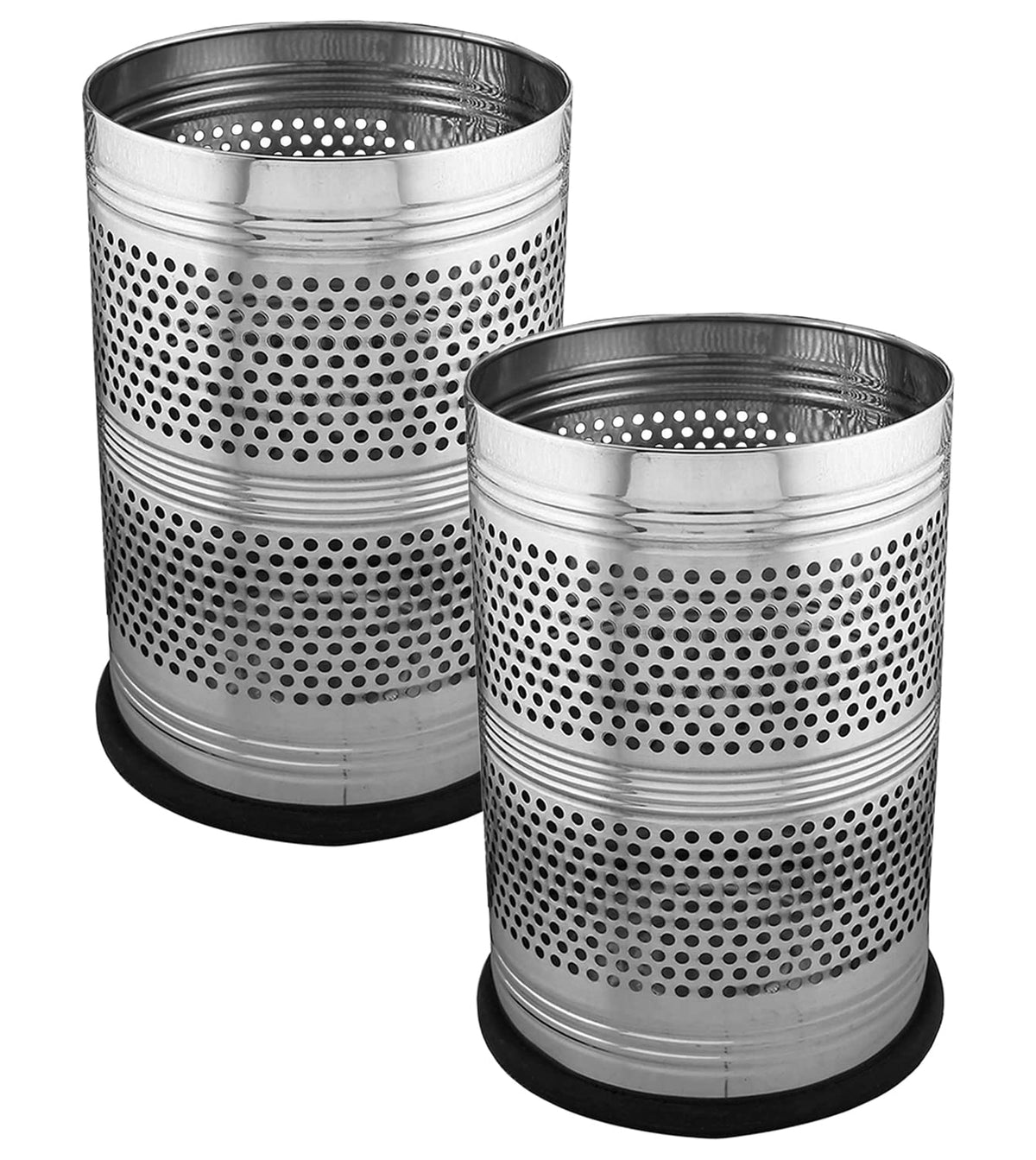 Heart Home Stainless Steel Perforted Dustbin/Garbage Bin for Home, Office, Kitchen, Bathroom Use, 10 Litre- Pack of 2 (silver)-47HH0772
