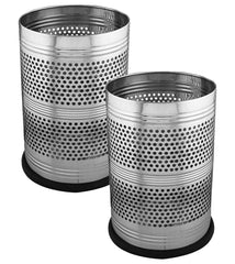 Heart Home Stainless Steel Perforted Dustbin/Garbage Bin for Home, Office, Kitchen, Bathroom Use, 10 Litre- Pack of 2 (silver)-47HH0772