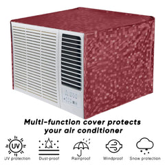Heart Home PVC Check Print Dustproof Window A/C Cover for Outdoor for 1.5 Ton (Pink) 54HH3900.
