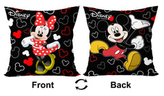 Kuber Industries Disney Printed Microfiber Filled Floor Cushion, Decorative Throw Pillow, Home Decor Pillow, Sofa/Bed Cushion,16"x16" (Black)-Pack of 4-KUBMART15858