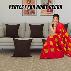 Kuber Industries Cushion Cover | Quilted Cushion Cover | Check Stitch Cushion Cover for Sofa | Cotton Cushion Covers for Home Décor | Set of 5 | Cream & Brown