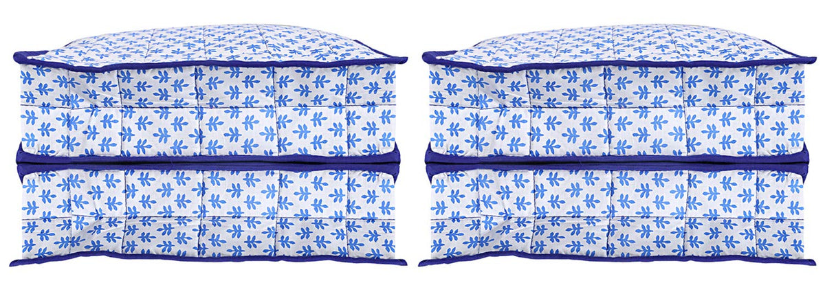 Kuber Industries 2 Pieces Cotton Lingerie Undergarments Organizer (Blue),CTKTLUG299