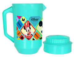 Kuber Industries Mickey Minnie Print Unbreakable Plastic Water Jug with Lid for Home, Kitchen, Office 2 Liter Pack of 2 (Green)