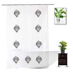 Kuber Industries 0.30mm Rangoli Printed PVC AC/Shower Curtain with Hooks,7 Feet (Transparent)