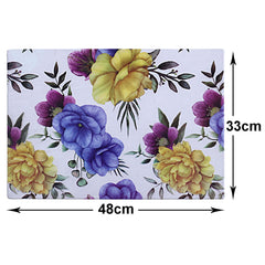 Kuber Industries Floral Print PVC Waterproof & Washable Refrigerator|Fridge Placemats for Home & Kitchen Set of 6 (Transparent)