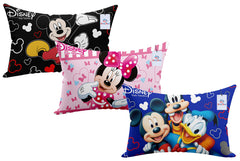 Heart Home Disney Team Minnie Mickey Print Silk Special Long Crush Pillow Cover- Set of 3, Royal Blue & Pink & Black-HEART10066