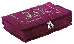 Kuber Industries Embroidery Design Cotton Jewellery Kit, Maroon - CTKTC30593