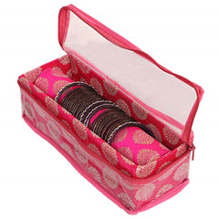 Kuber Industries Exclusive Carry Design Brocade Hardboard 2 Pieces One Rod Bangle Box (Pink) -CTLTC038787
