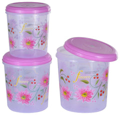Kuber Industries 3 Piece Plastic Container Set, 11000ml & 7500ml & 5000ml, Pink
