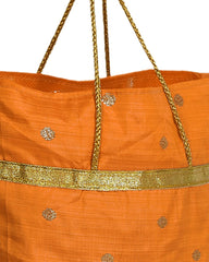 Kuber Industries Polyester Dot Design Foldable Potli|Shopping|Gifting, Hand Bag With Handle (Yellow)