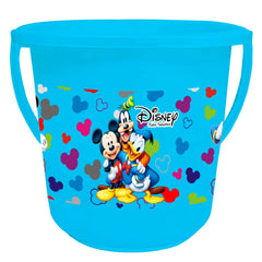 Kuber Industries Disney Team Mickey Print 2 Pieces Unbreakable Virgin Plastic Bathroom Bucket with Mug Set- Blue, (1 Pc 16 LTR Bucket & 1 Pc 500 ML Mug) -HS_35_KUBMARTS17489