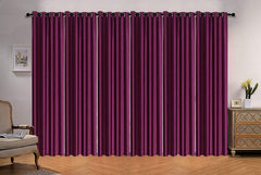 Heart Home Shining 6 Pieces Bloom Collection Jacquard Lavish and Modern Rich Plain Eyelet Ringtop Door Curtain for Bedroom and Hall - 7 Feet, (Purple) HEART472,Standard