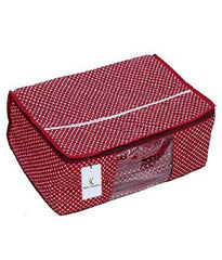 Kuber Industries 4 Piece 3 Layered Quilted Printed Cotton Saree Cover Set, Maroon