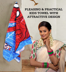 Heart Home Marvel Spiderman Kids Bath Towel|Soft Cotton Towel for Kids|Sides Stitched Baby Towel|400 GSM Toddler Bath Towel|24x48 Inch|Pack of 3 (Red)