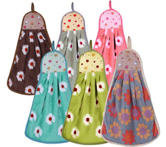 Kuber Industries Soft Cotton Flower Print Super Absorbent Hanging Napkin|Hand Towel for Washbasin & Kitchen,Pack of 6,(Assorted)