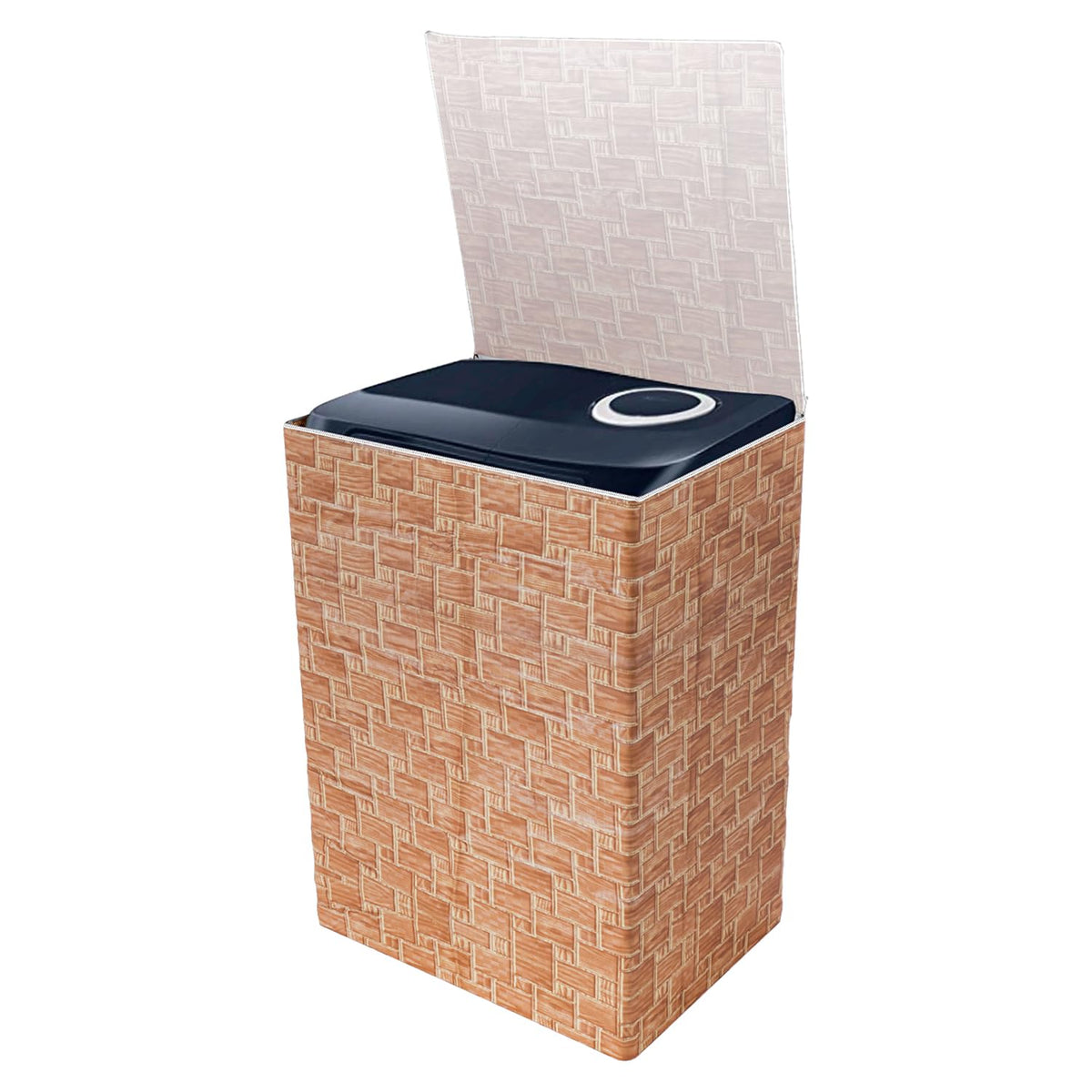 Heart Home Washing Machine Cover | Brick New Check Design Washing Machine Cover | PVC Top Load Semi-Automatic Washing Machine Cover | Golden