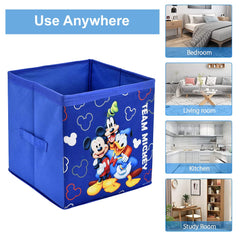 Heart Home Non-Woven Mickey & Friend Print Flodable Storage Box/Wardrobe Organizer For Home Decor, Pack of 2 (Blue) 54HH4249.