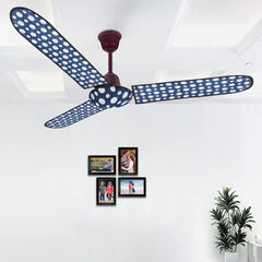 Heart Home PVC Dot Print Dust Proof Three Blade Ceiling Fan Cover (Blue) 54HH4012.