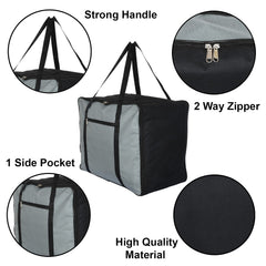 Heart Home Moisture Proof Wardrobe Organizer Storage Bag For Clothes With Zipper Closure and Handle- Pack of 2 (Grey & Black)-HS43HEARTH26663