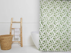 Kuber Industries Polyvinyl Chloride Leaf Design Transparent Shower Curtain (Green, Standard)