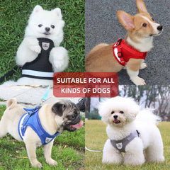 Urbane Home Reflective Dog Harness With Adjustable Leash|Breathable Polyester Mesh Fabric |Medium Size|HT-844|Comfortable No-Pull Grip|Quick Release Buckles|Easy On - Easy Off Harness|Black