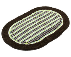 Heart Home Strips Design Soft Cotton Machine Washable Doormat, BathMat- Pack of 3 (Brown & Green)-50HH01914