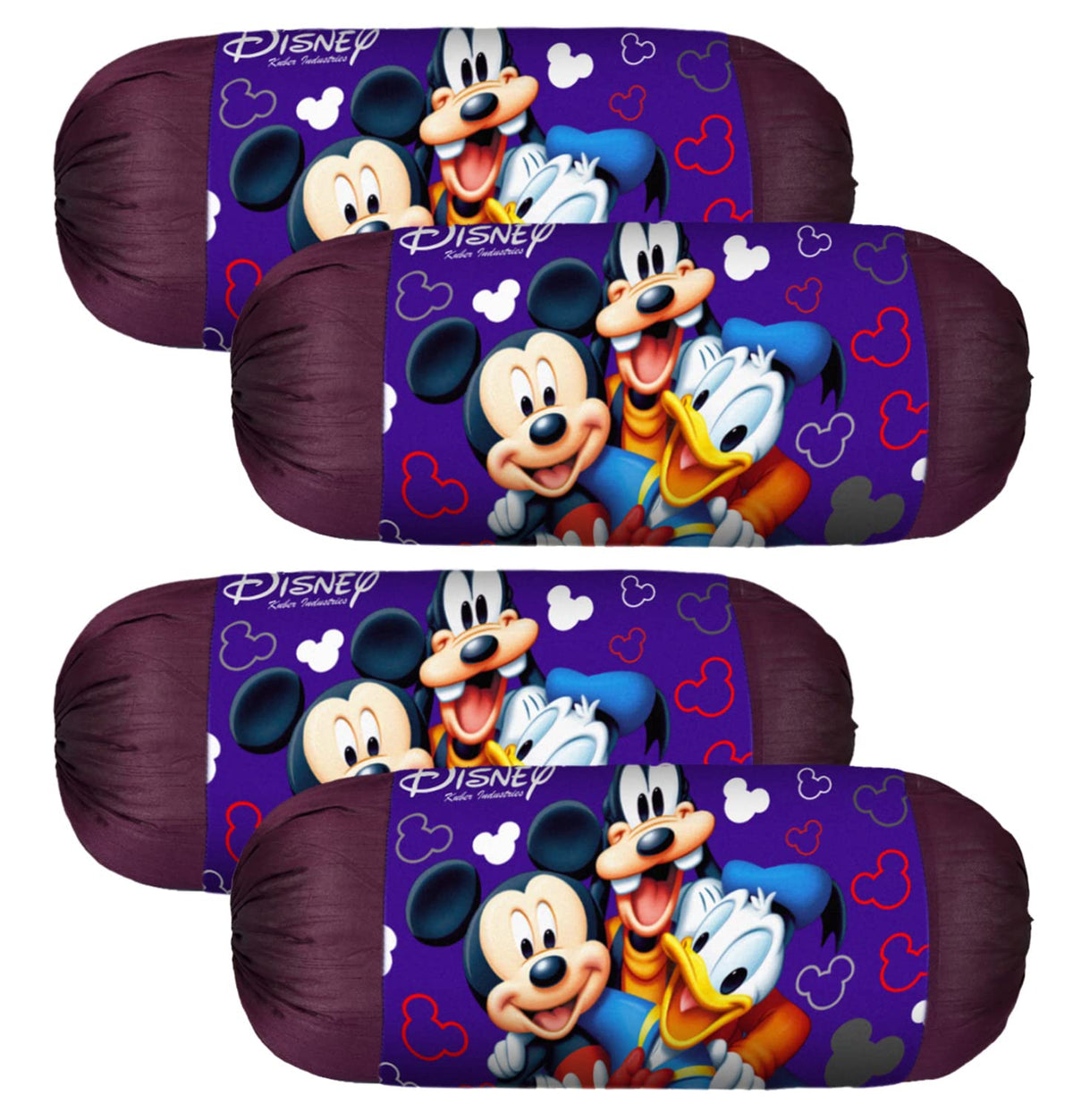 Kuber Industries Disney Team Mickey Bolster Cover|Polyester Bolster Cover Set|Diwan Round Bolster Pillow Covers|Luxurious Roll Masand Cover|Pack of 4 (Blue)