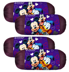 Heart Home Disney Team Mickey Bolster Cover|Polyester Bolster Cover Set|Diwan Round Bolster Pillow Covers|Luxurious Roll Masand Cover|Pack of 4 (Blue)