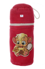 Heart Home Cartoon Printed Velvet Newborn Baby Feeding Bottle Cover, Pack of 2 (Pink)