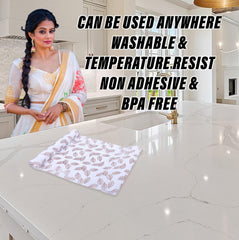 Heart Home Shelf Liner | EVA Kitchen Cabinet Shelf Mat | Anti-Slip Bathroom Mat | Fridge Mat | Table Mat | Brown Leaf Wardrobe Mat | 1.5 Meter | White