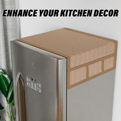 Kuber Industries Fridge Top Cover & Handle Cover Set | Fridge Top & Handle Cover Set | Refrigerator Cover & Handle Cover Combo Set | Barik Check Fridge & Handle Cover | Brown