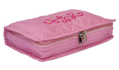 Kuber Industries Embroidery Design 2 Pieces Satin Jewellery Pouch Cum Makeup Kit (Maroon & Pink)