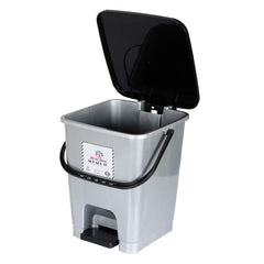 Kuber Industries Square Premium Plastic Step-On Pedal Dustbin with Lid for Home/Kitchen/Office 10 Ltr (Grey)-KUBMART16402