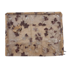 Heart Home Multiuses PVC Flower Print Wardrobe Organizer/Storage Bag For Store Saree, Lehenga, Suit, Dress, Clothes With Transparent Window (Beige) 52HH4074