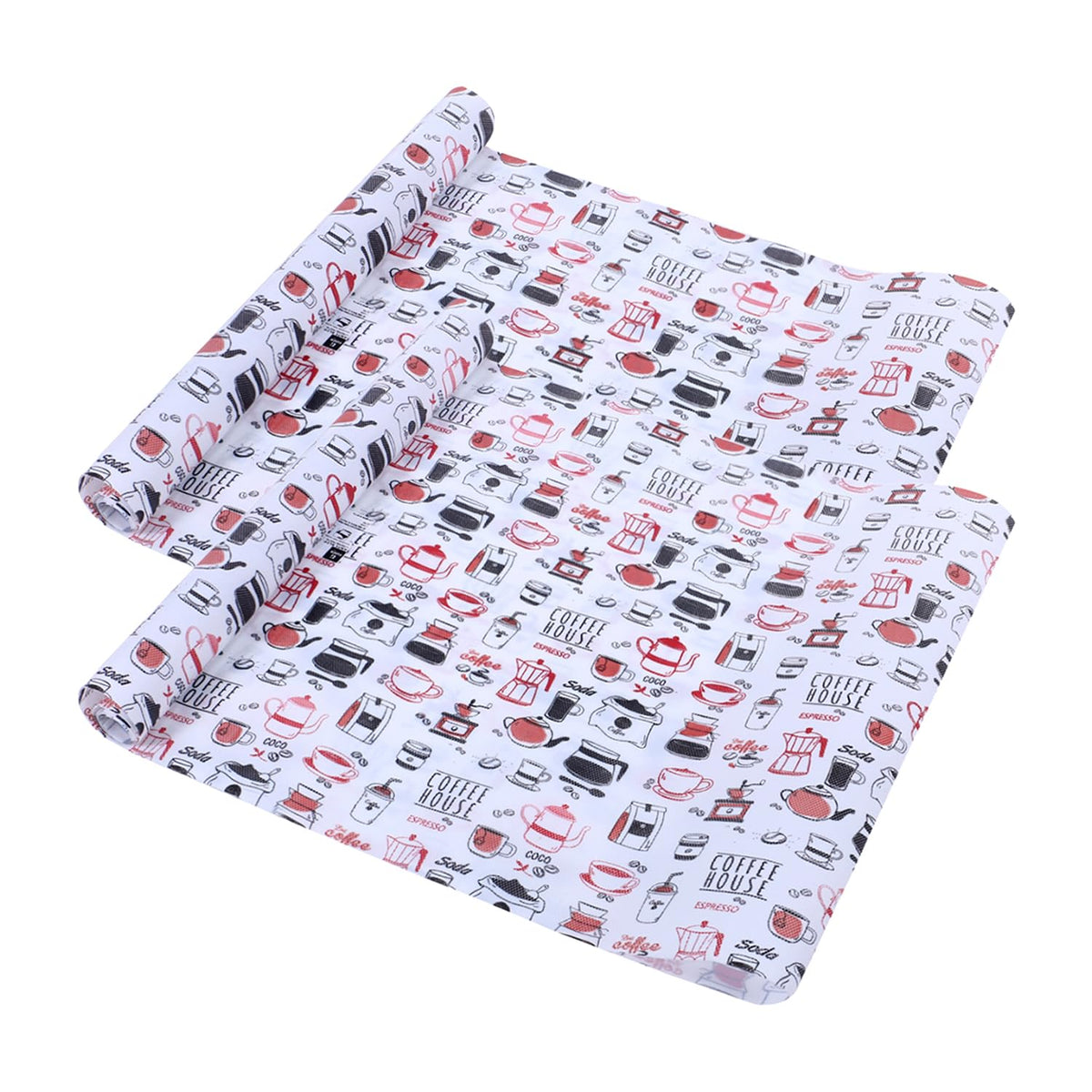 Heart Home Shelf Liner | EVA Kitchen Cabinet Shelf Mat | Anti-Slip Bathroom Mat | Fridge Mat | Red Coffee house Wardrobe Mat | 1.5 Meter | Pack of 2 | White