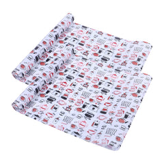 Heart Home Shelf Liner | EVA Kitchen Cabinet Shelf Mat | Anti-Slip Bathroom Mat | Fridge Mat | Red Coffee house Wardrobe Mat | 1.5 Meter | Pack of 2 | White