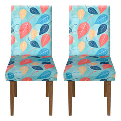Heart Home Leaf Printed Elastic Stretchable Polyster Chair Cover for Home, Office, Hotels, Wedding Banquet- Pack of 2 (Multicolor)-50HH0889