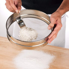 Kuber Industries 2 Pieces Stainless Steel Flour Chalni,Spices,Food Strainers, Atta Chalni,Sieve Set (Silver) -CTKTC038144