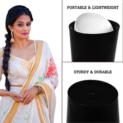 Kuber Industries Swinging Lid Dustbin|Plastic Garbage Waste Bin|White Lid Trash Can for Living Room|Kitchen|Office|6 Litre|Pack of 2 (Black)