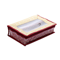 Kuber Industries Brocade Hardboard 2 Pieces Two Rod Bangle Box (Maroon) - CTKTC42039