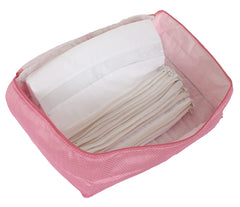 Kuber Industries Dot Printed Saree Cover 1 Bag for 12 Sarees, 12 Flap Sarees Bag Wedding Collection (Pink)