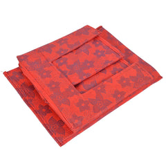 Heart Home Metallic Flower Printed Multiuses Non-Woven Closet Organizer With Handles- Pack of 4 (Red) -HS43HEARTH26463