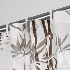 Kuber Industries Bamboo Printed PVC AC/Shower Curtain with Hooks,7 Feet (Brown)