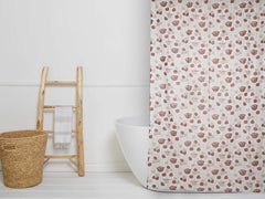 Kuber Industries PVC Floral Design Shower Curtain with Hooks (Brown)