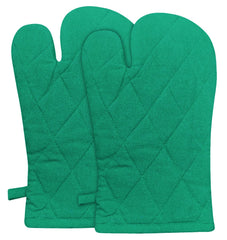 Kuber Industries Heat Resistant Cotton Kitchen Oven Mitt Microwave Gloves, Set of 4 (Green)-HS43KUBMART26090