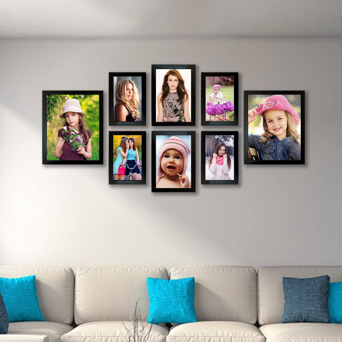 Kuber Industries Collage Photo Frame For Living Room, Wall Set of 8 (Black) Size: 10X8-2 Pc, 7X5-4 Pc, 6x8-2 Pc.