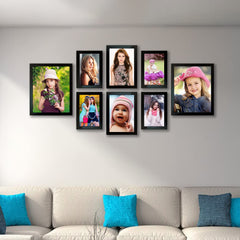 Kuber Industries Collage Photo Frame For Living Room, Wall Set of 8 (Black) Size: 10X8-2 Pc, 7X5-4 Pc, 6x8-2 Pc.