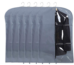 Kuber Industries Coat Cover|Foldable Blazer Cover|Suit Cover With Zipper Closure|Cloth Organizer For Dust Proof Jacket|Pack of 6 (Grey)