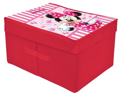 Kuber Industries Disney Minnie Printed Flodable Storage Box/Organizer With Lid Handle|Storage Box For Clothes|Toy Storage Box Large Size| (Pink)